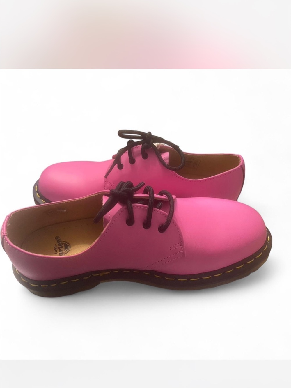 Dr. Martens Pink 3-Eye Oxford Shoes with Black Laces - Picture 3 of 4